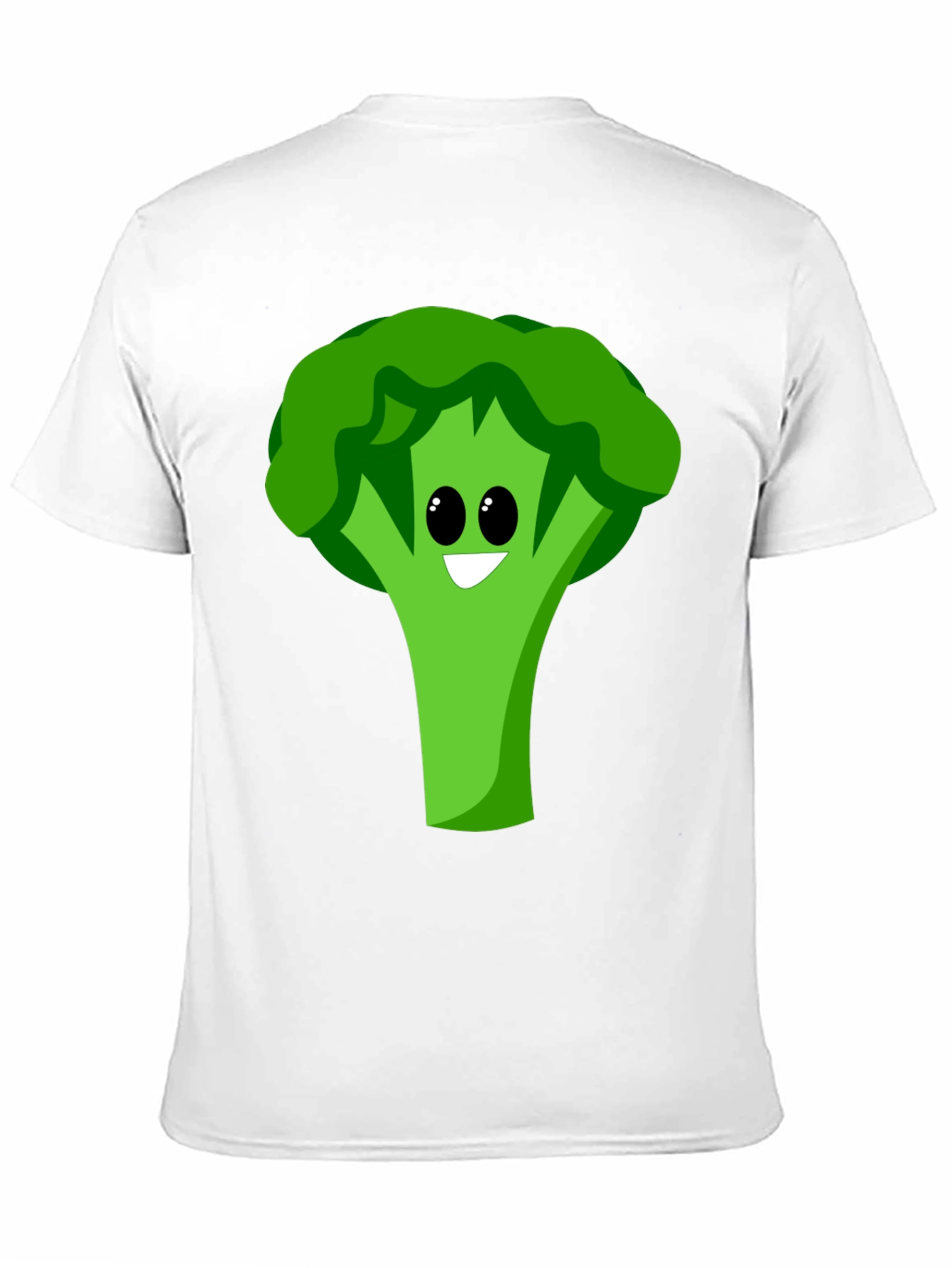 Cartoon Broccoli Graphic Tee - Black Cotton Blend