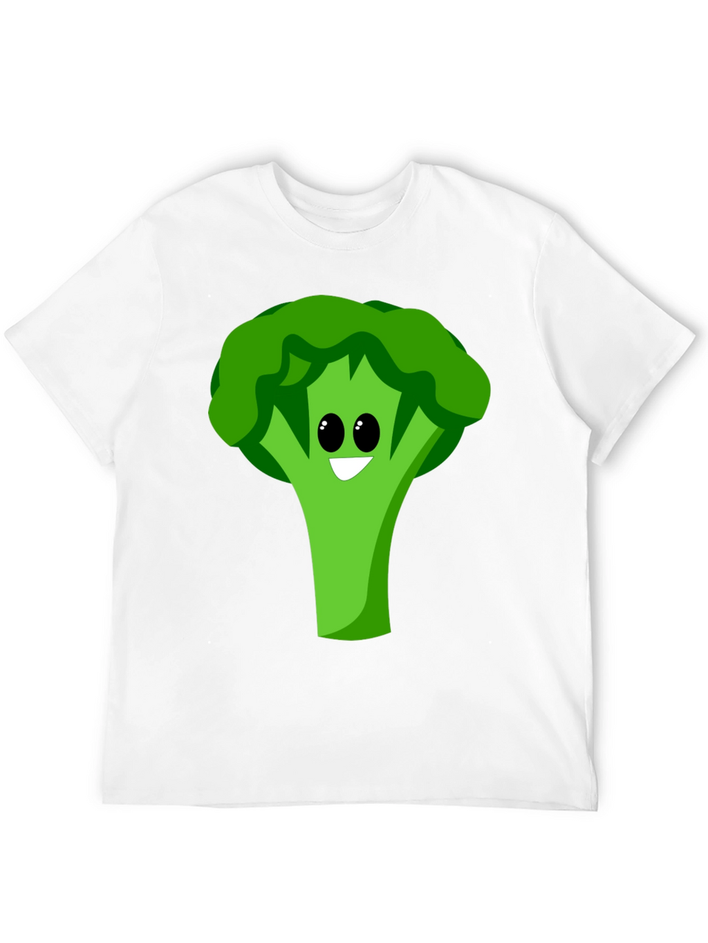 Cartoon Broccoli Graphic Tee - Black Cotton Blend