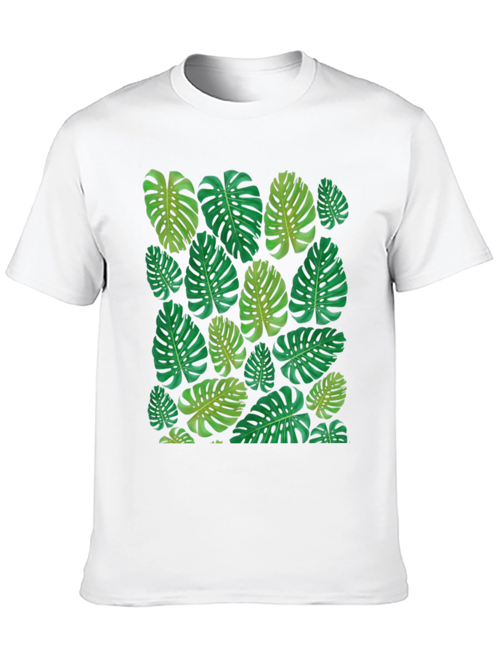 Tropical Monstera Leaf Print Black T-Shirt