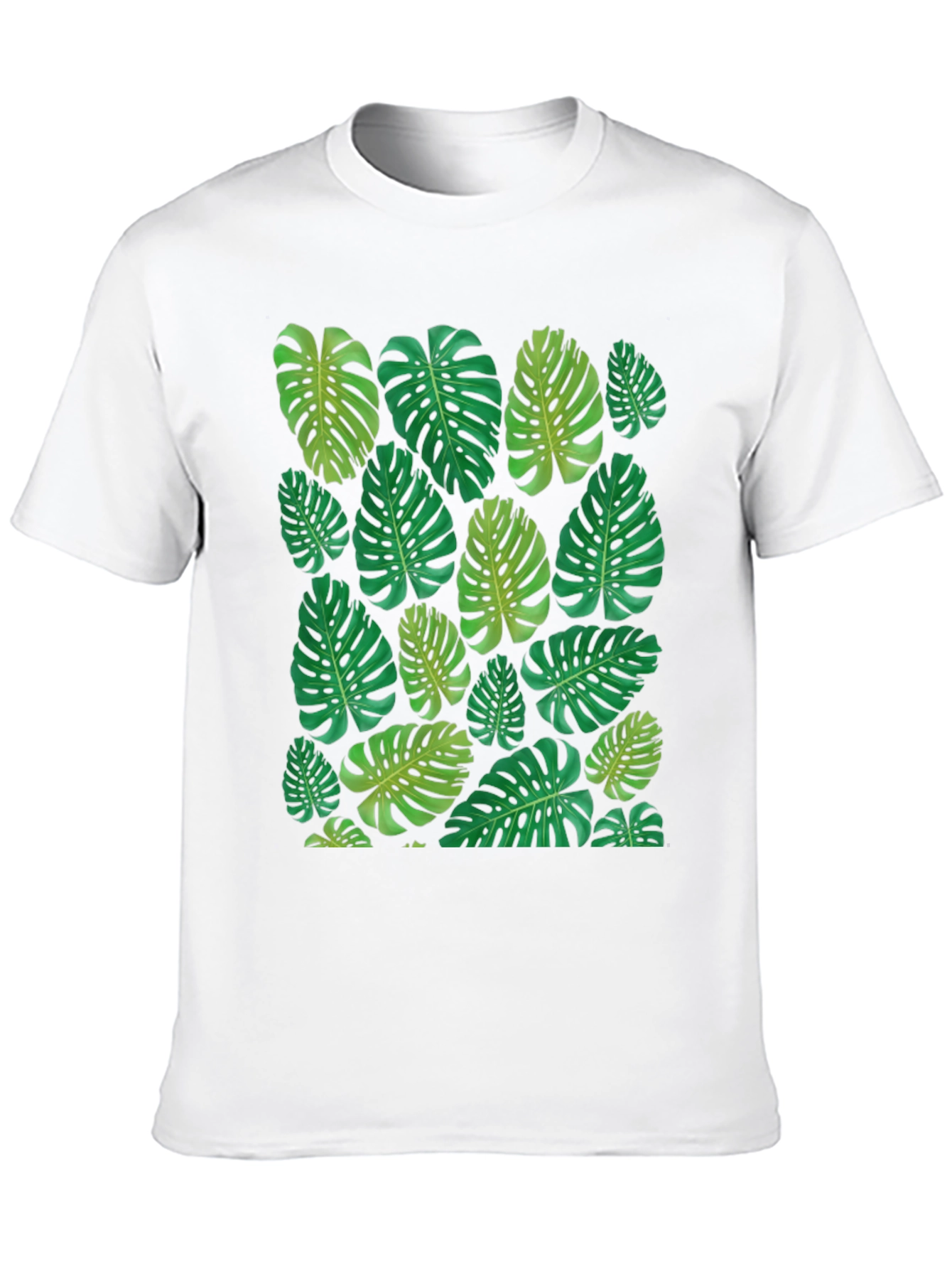 Tropical Monstera Leaf Print Black T-Shirt