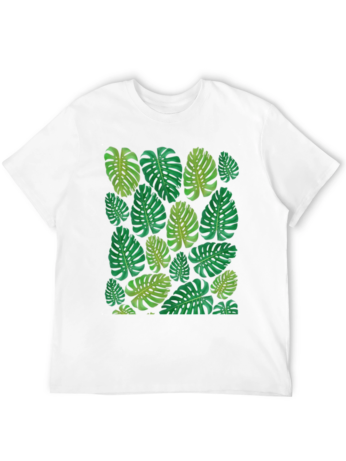 Tropical Monstera Leaf Print Black T-Shirt
