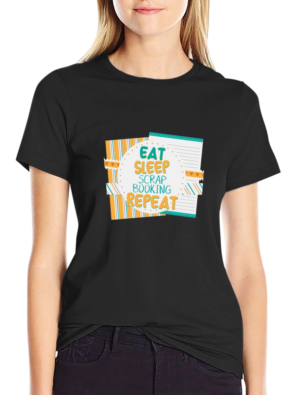 Eat Sleep Scrapbooking Repeat Black T-Shirt