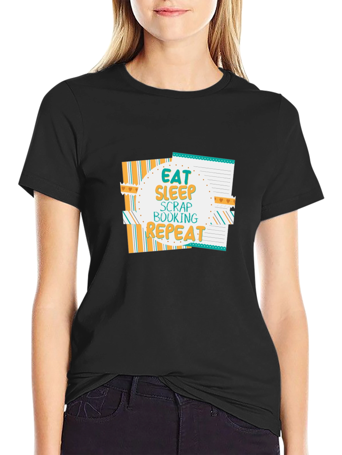 Eat Sleep Scrapbooking Repeat Black T-Shirt