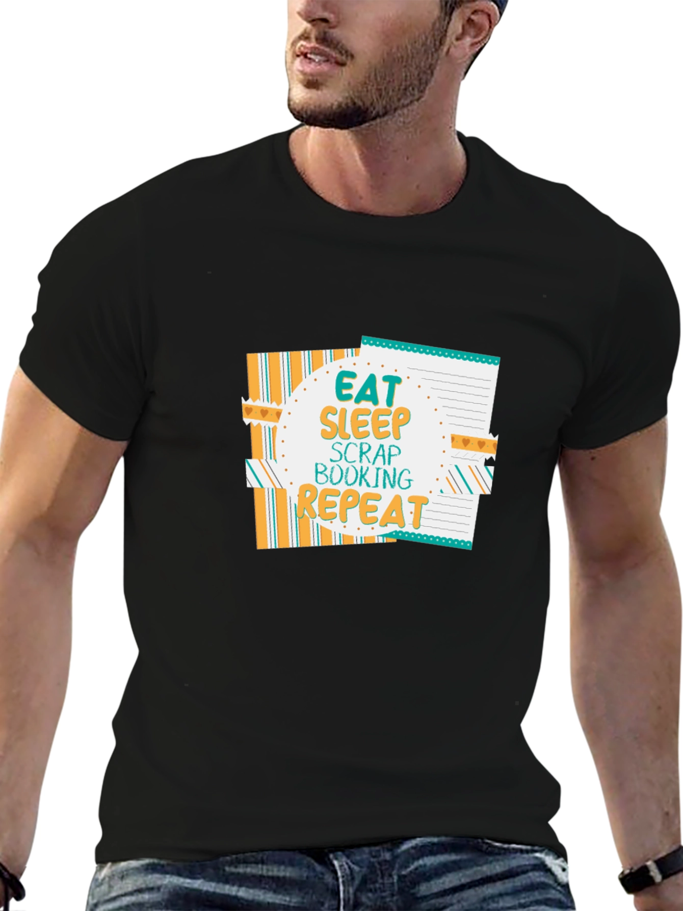 Eat Sleep Scrapbooking Repeat Black T-Shirt