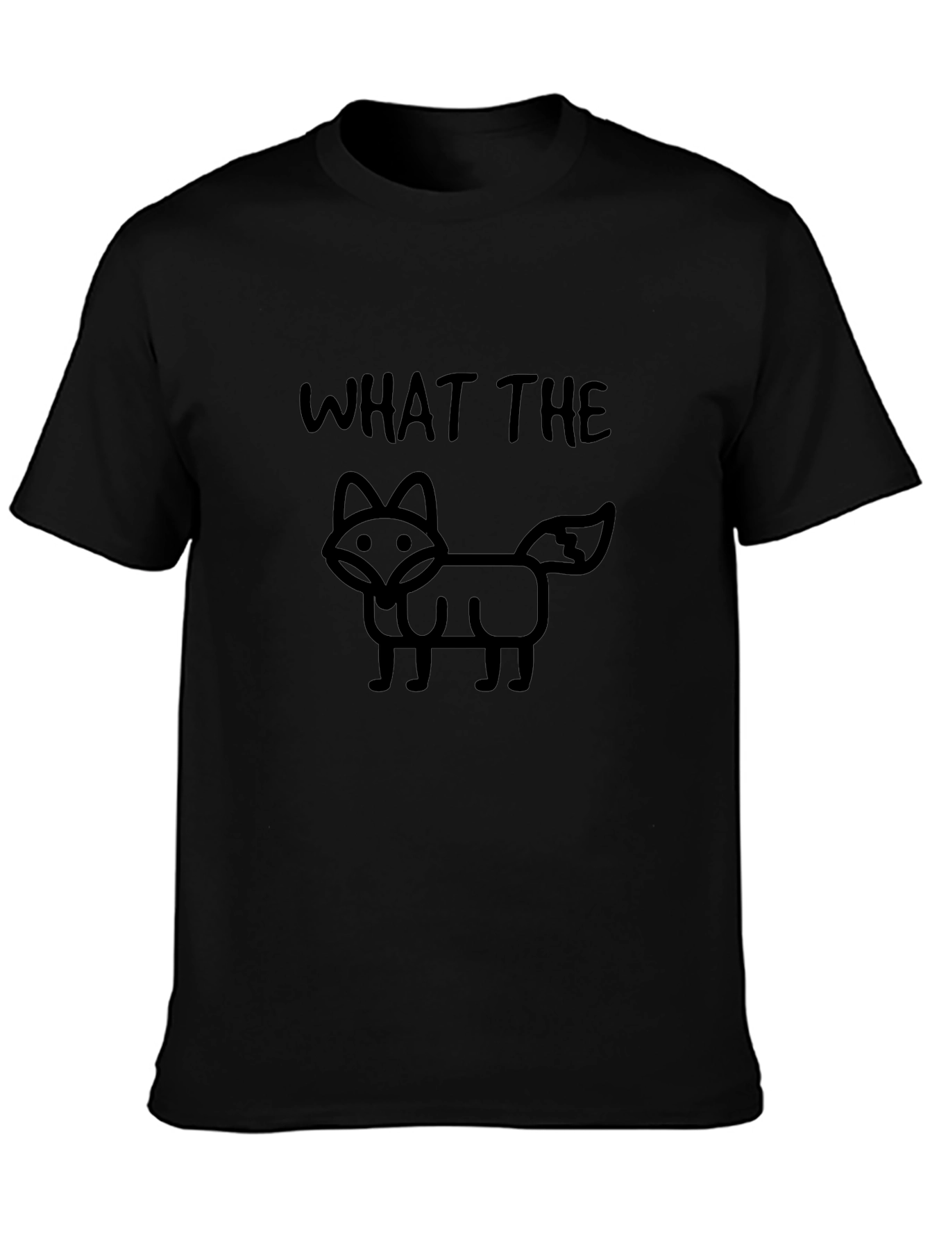 What The Fox Funny Graphic Tee - Black Crew Neck T-Shirt
