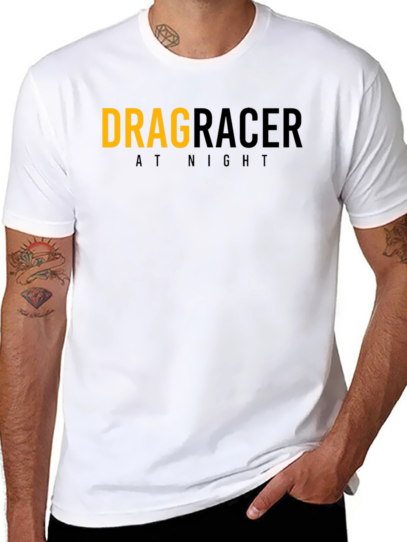 Drag Racer At Night Graphic Tee - Black