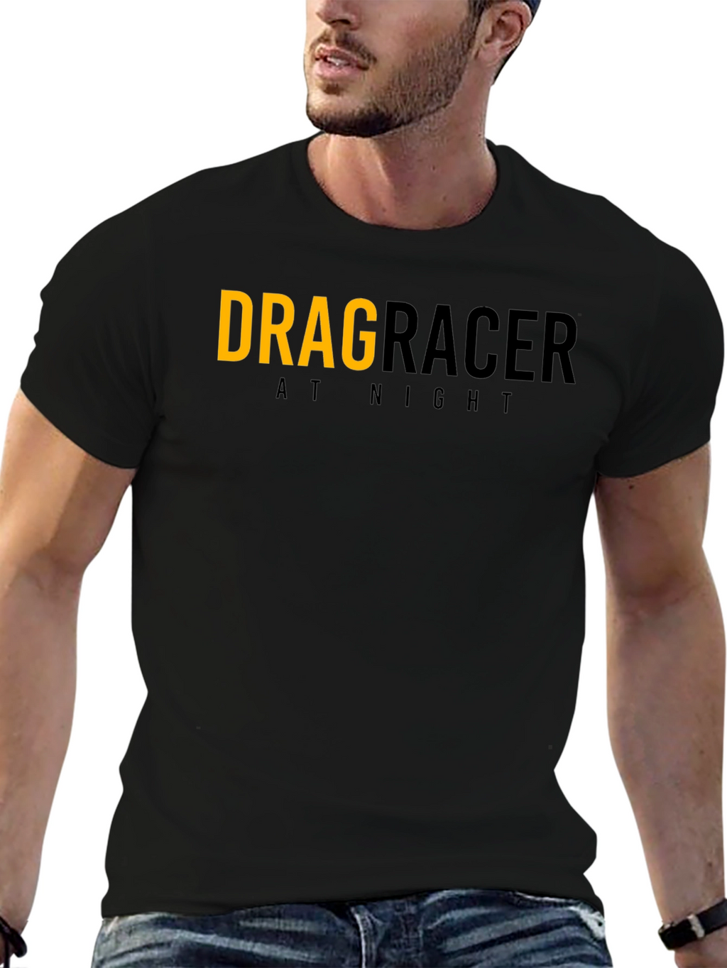 Drag Racer At Night Graphic Tee - Black