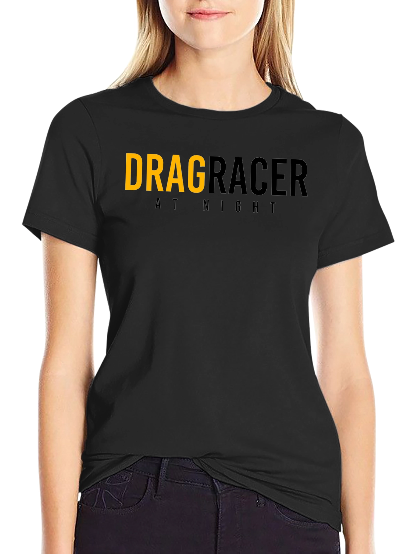 Drag Racer At Night Graphic Tee - Black