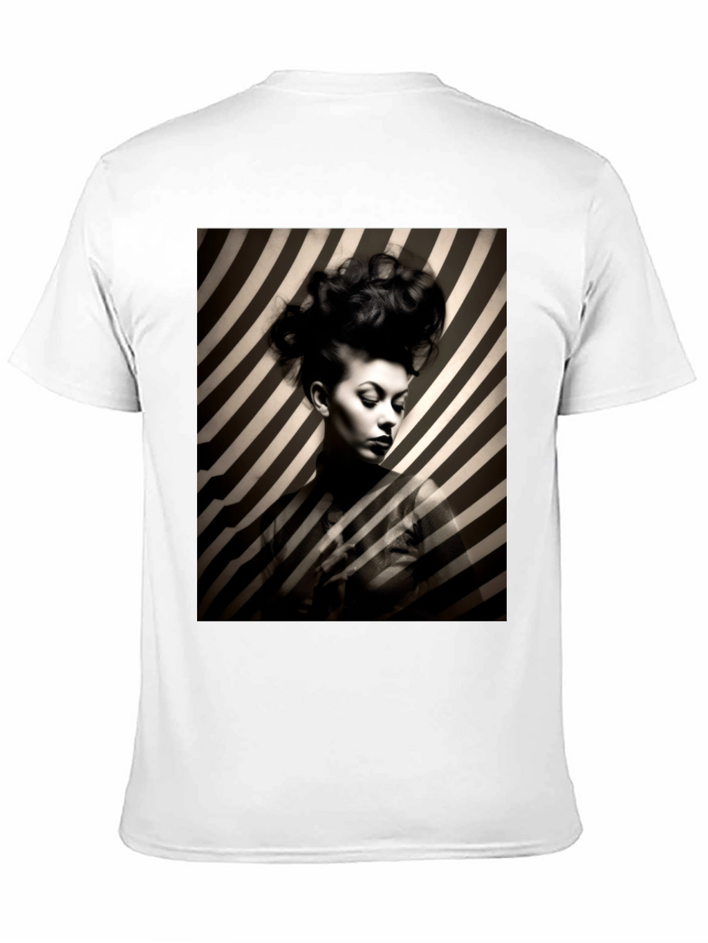 Striking Striped Portrait Graphic Tee - Bold Style