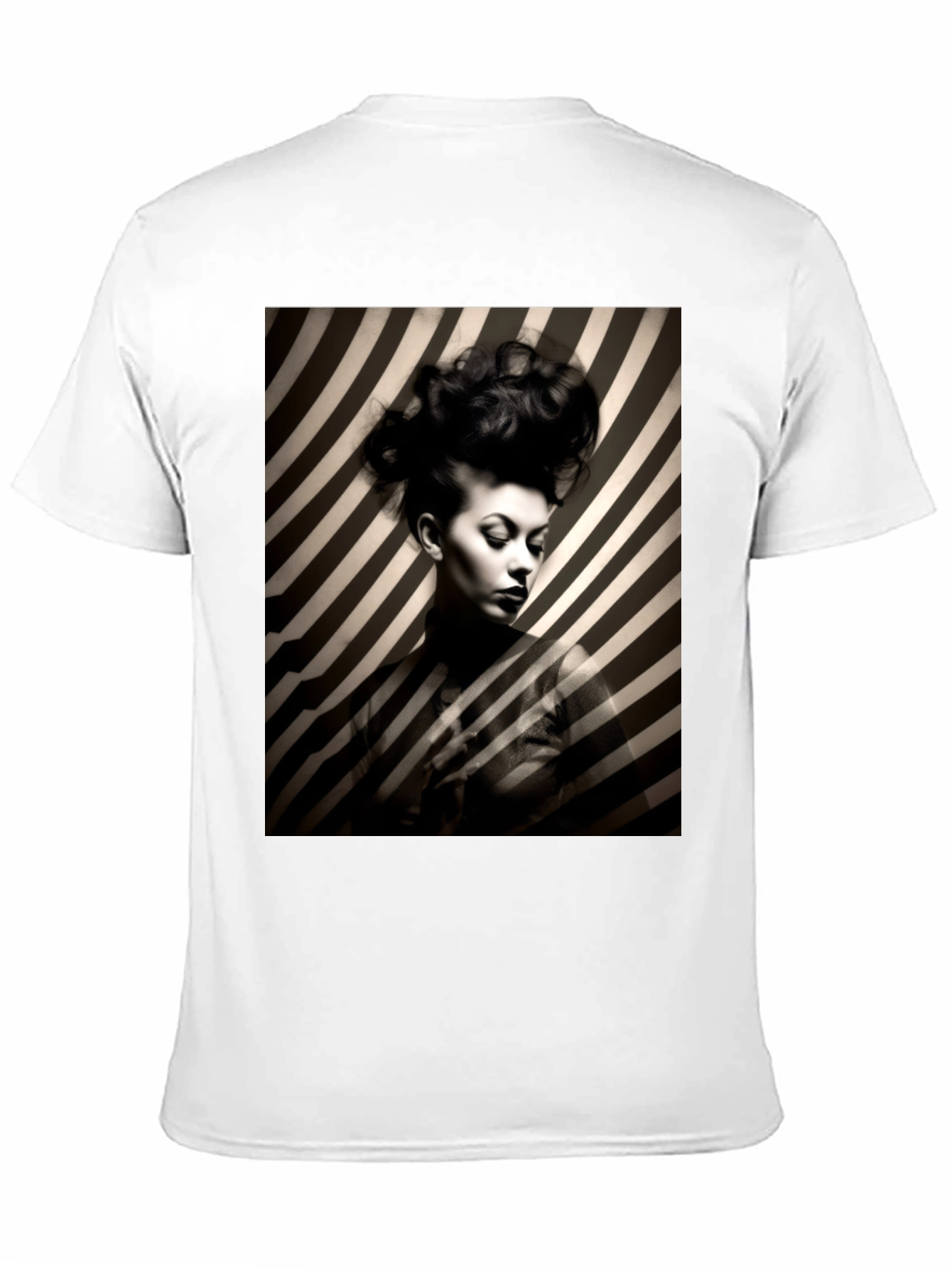 Striking Striped Portrait Graphic Tee - Bold Style