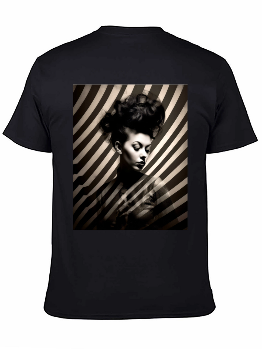 Striking Striped Portrait Graphic Tee - Bold Style