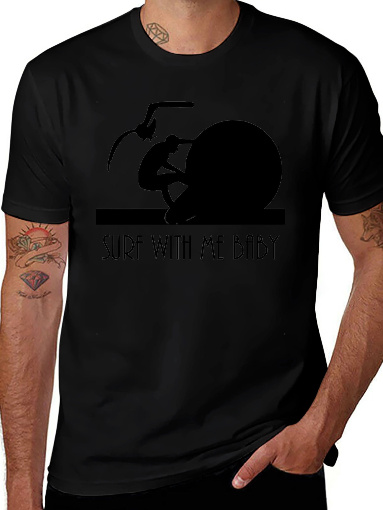Surf With Me Baby Black T-Shirt