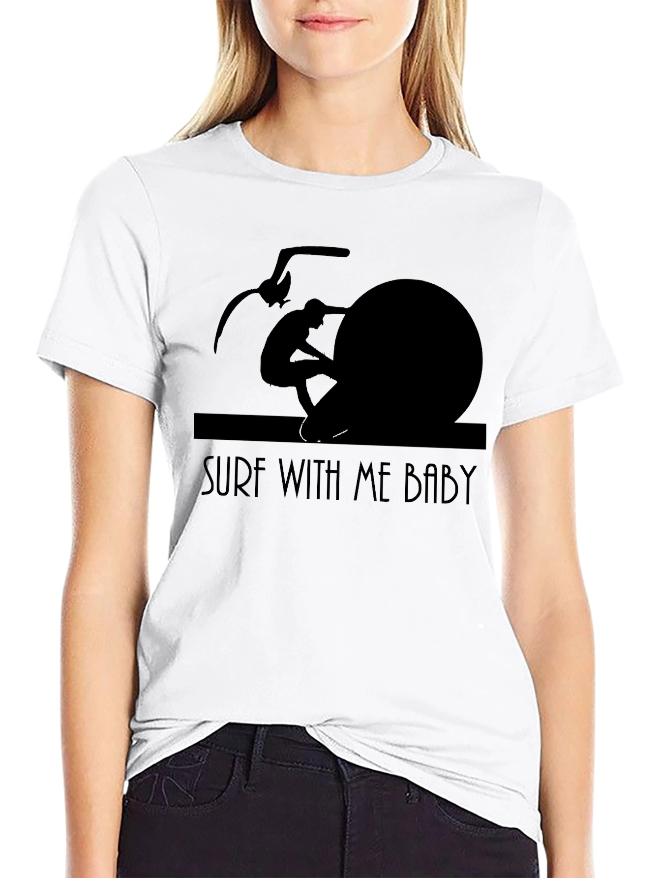 Surf With Me Baby Black T-Shirt