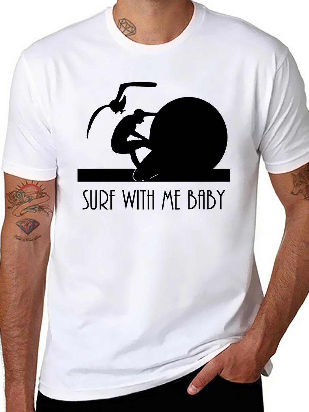 Surf With Me Baby Black T-Shirt
