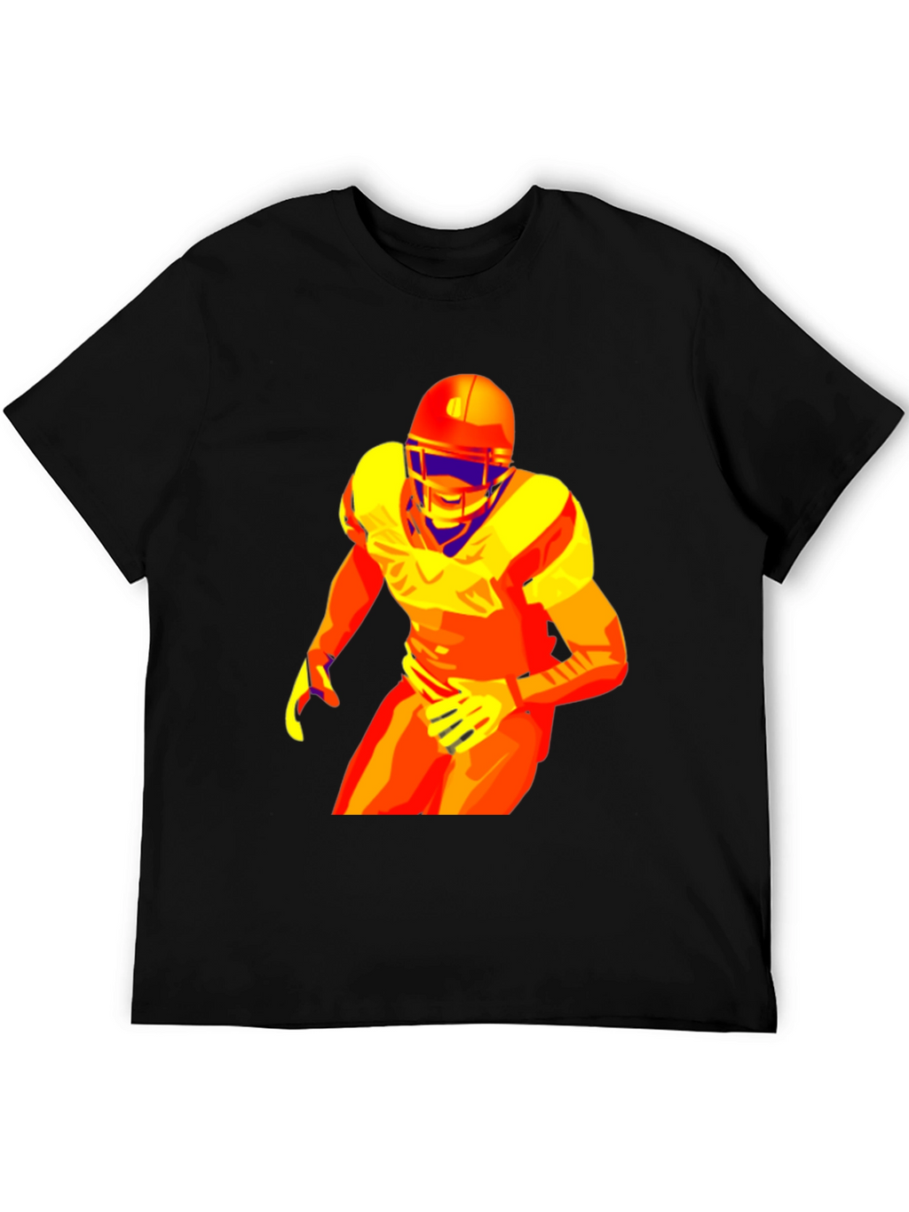 Bold Football Player Graphic Black T-Shirt