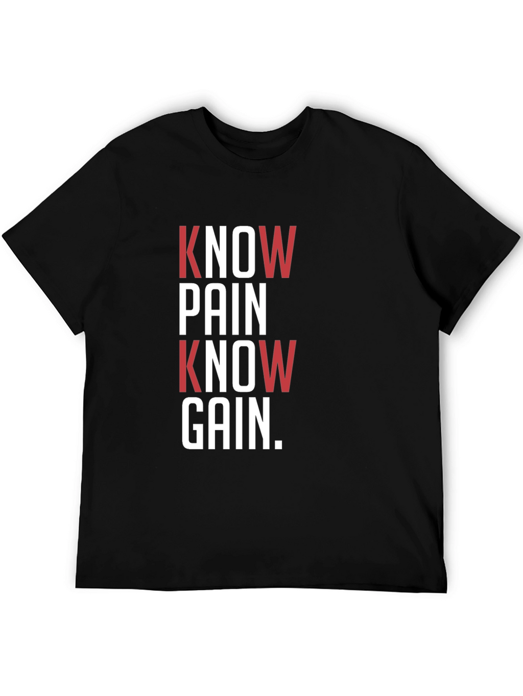 Know Pain Know Gain Black Graphic T-Shirt