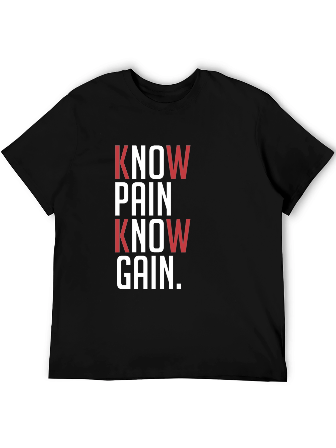 Know Pain Know Gain Black Graphic T-Shirt