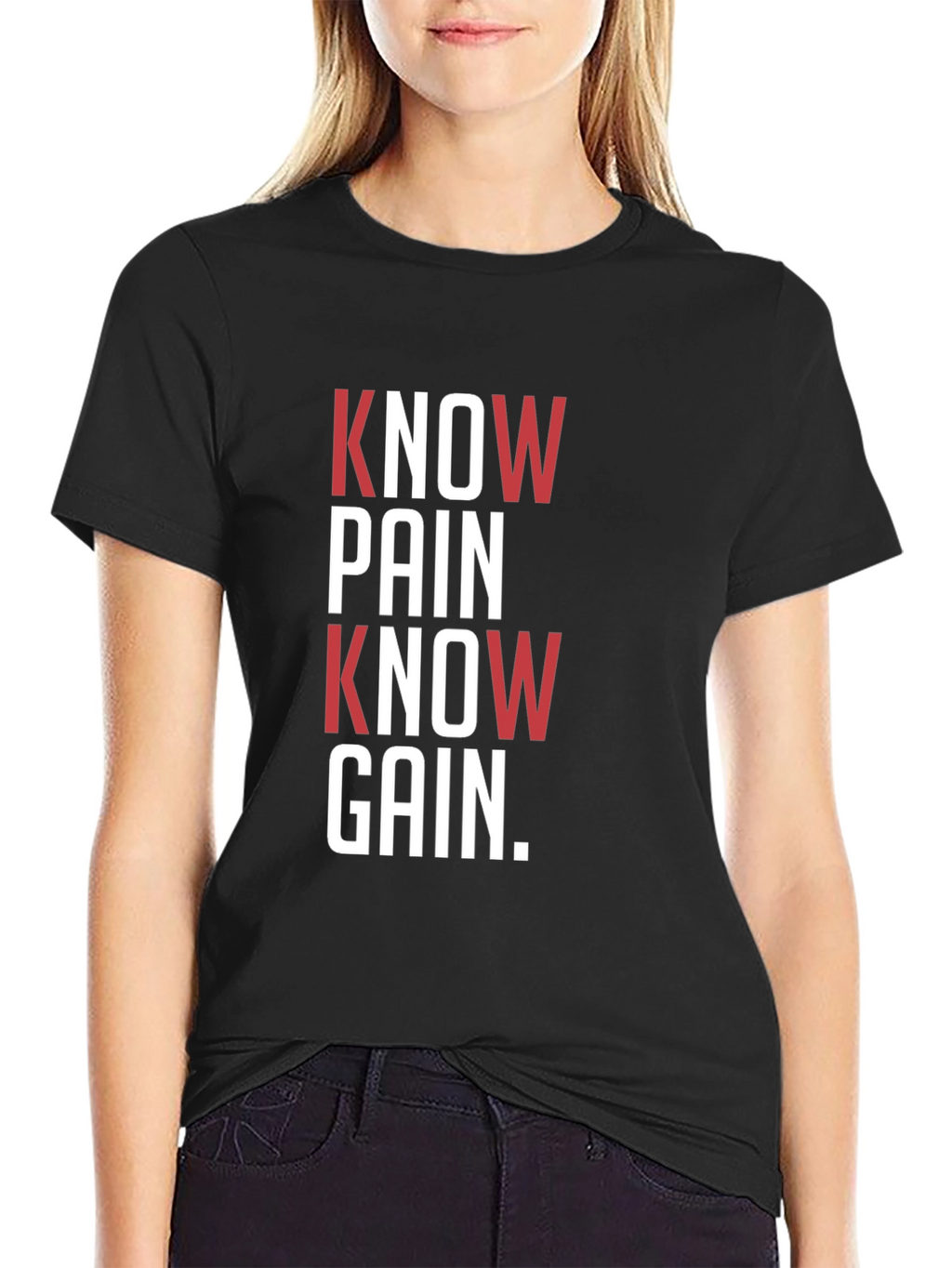 Know Pain Know Gain Black Graphic T-Shirt