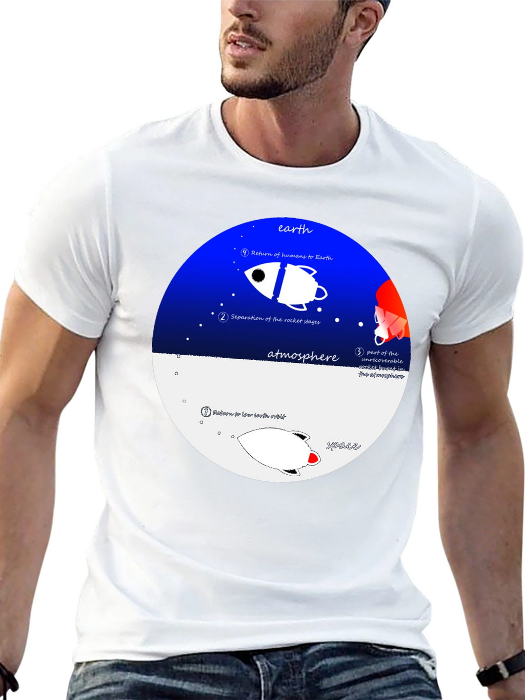 Space Journey T-Shirt - Black Crew Neck Graphic Tee