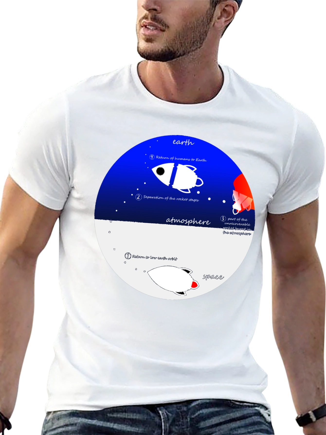 Space Journey T-Shirt - Black Crew Neck Graphic Tee