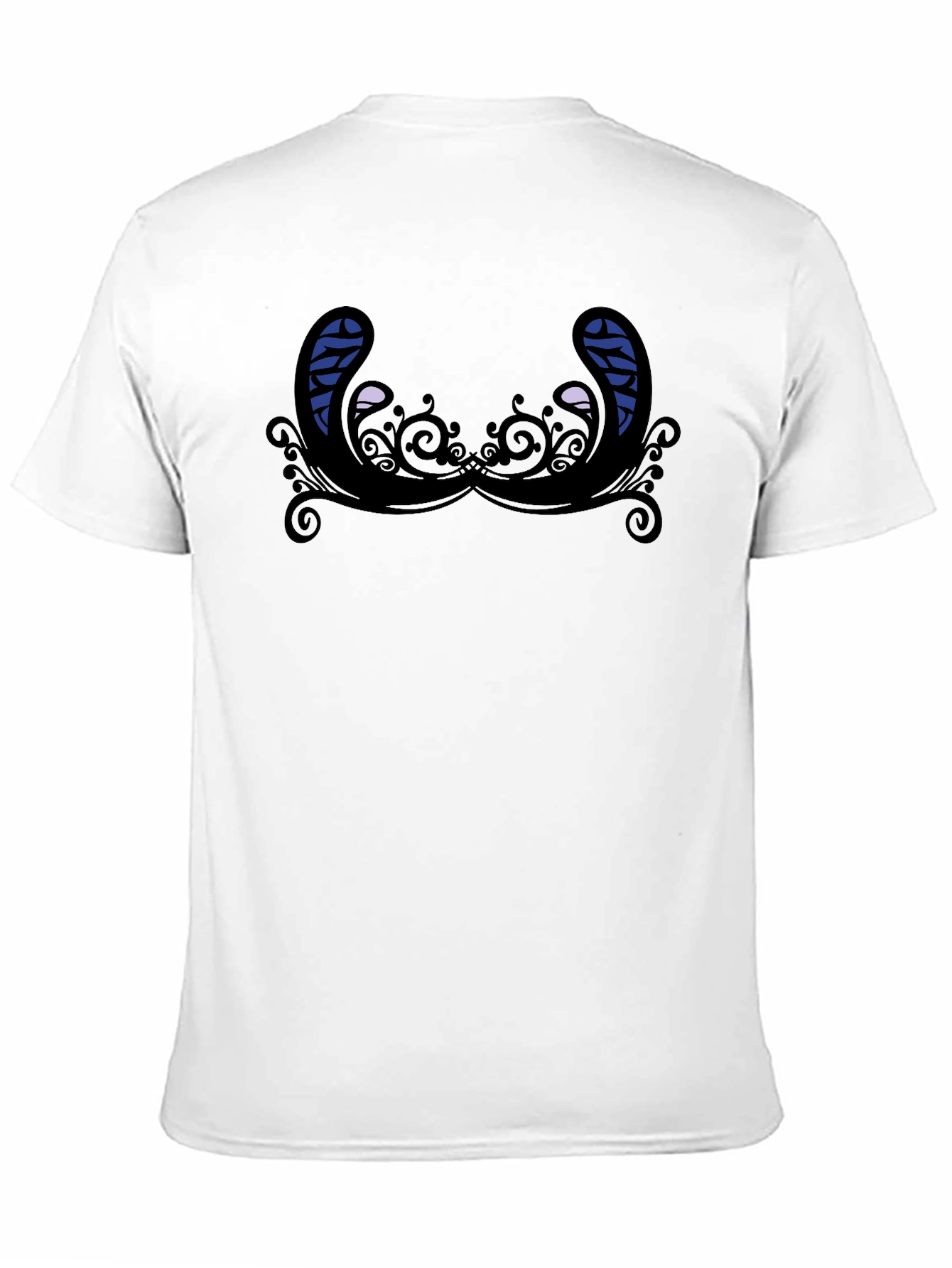 Novelty Graphic T-Shirt - Quirky Mustache Design Black Tee