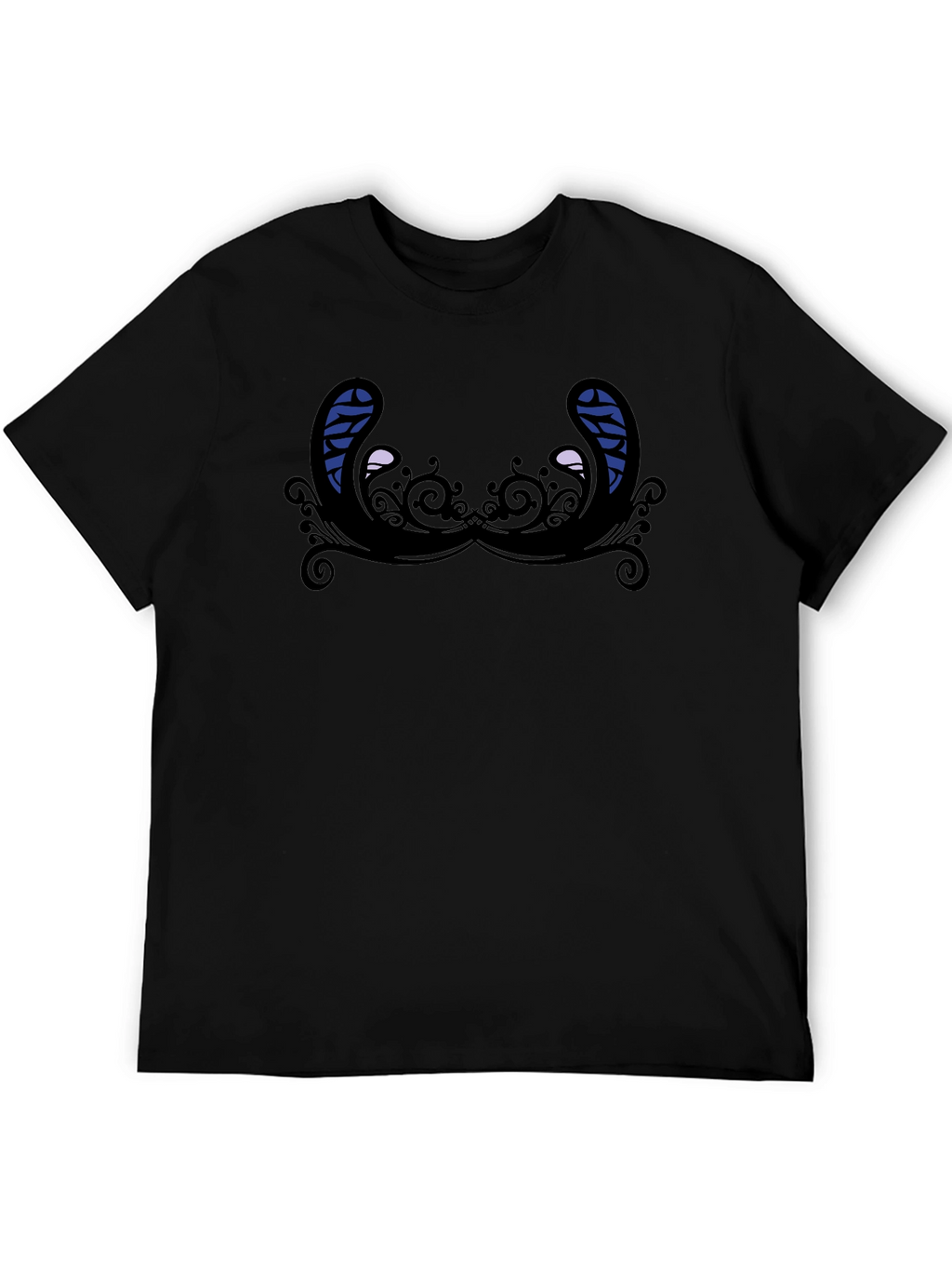 Novelty Graphic T-Shirt - Quirky Mustache Design Black Tee