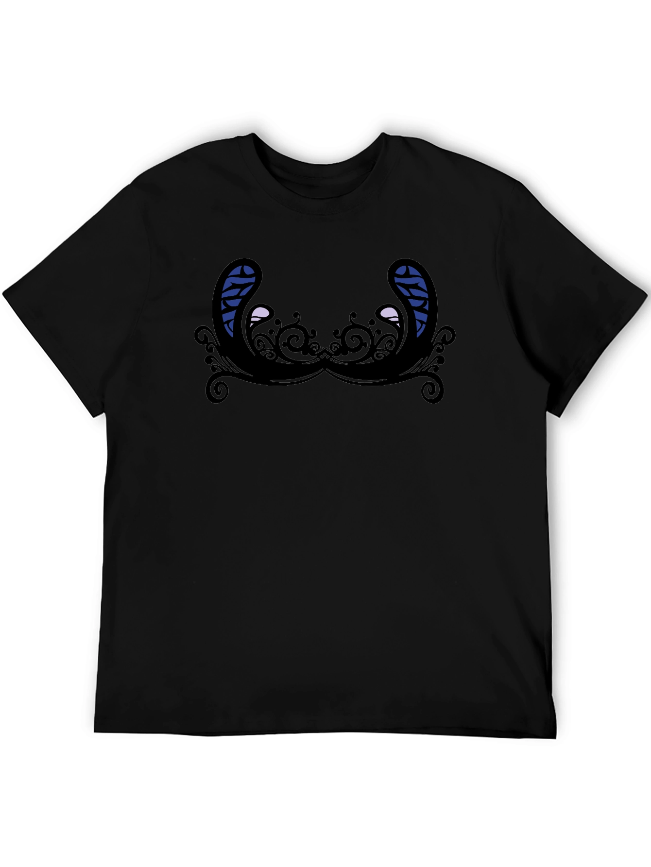 Novelty Graphic T-Shirt - Quirky Mustache Design Black Tee