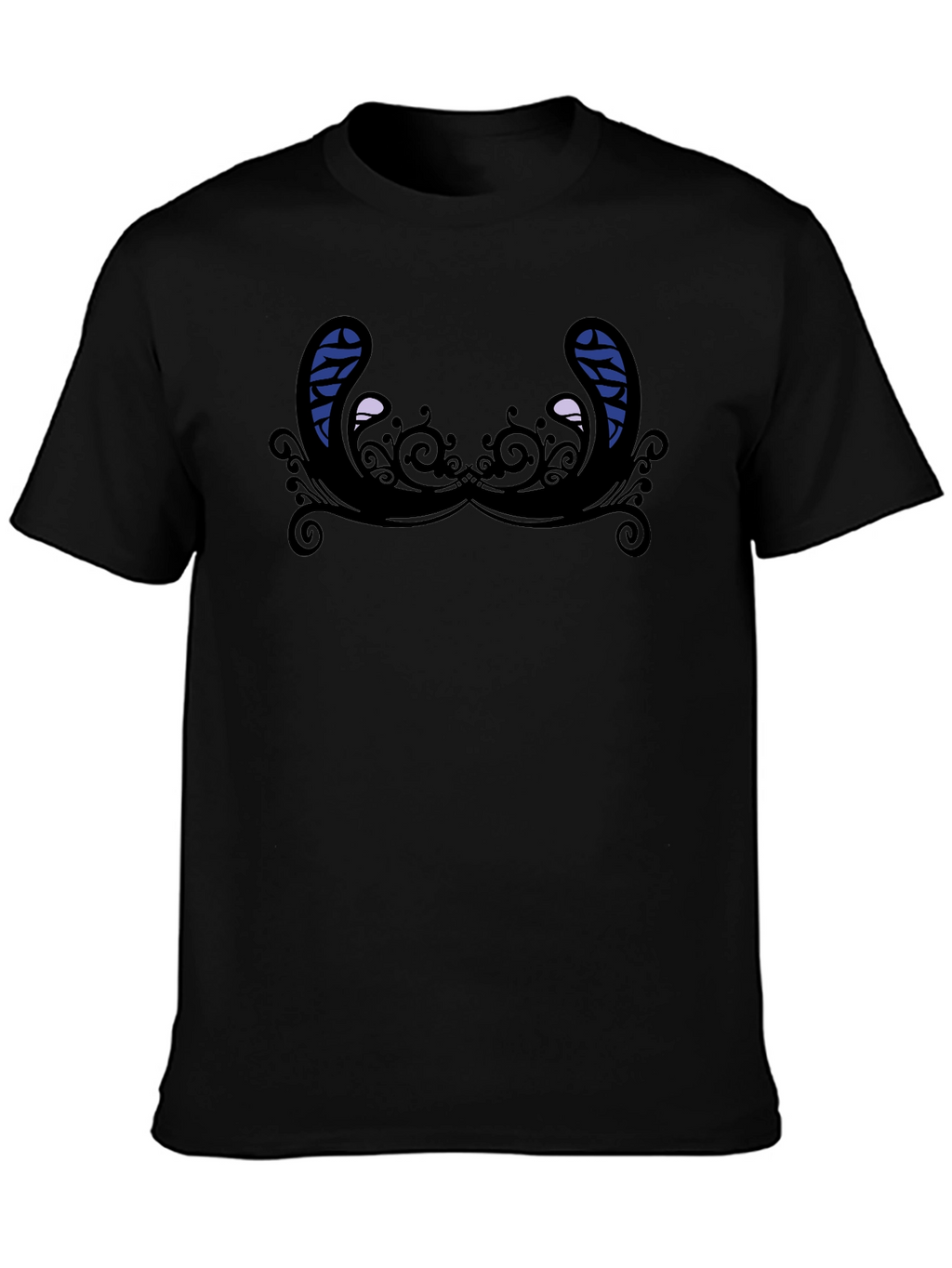 Novelty Graphic T-Shirt - Quirky Mustache Design Black Tee