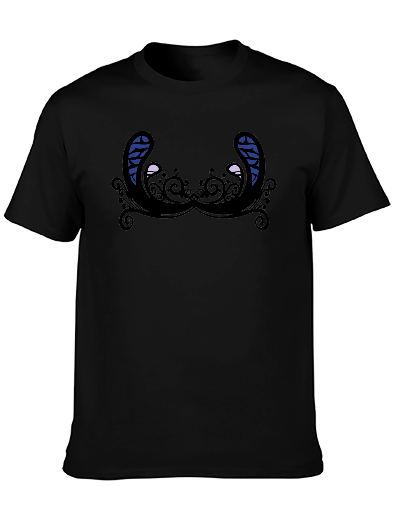 Novelty Graphic T-Shirt - Quirky Mustache Design Black Tee