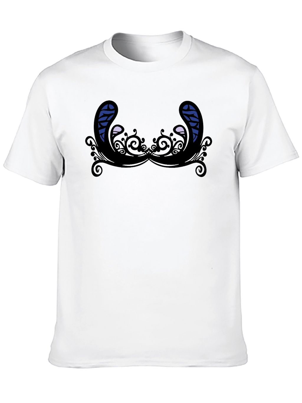 Novelty Graphic T-Shirt - Quirky Mustache Design Black Tee