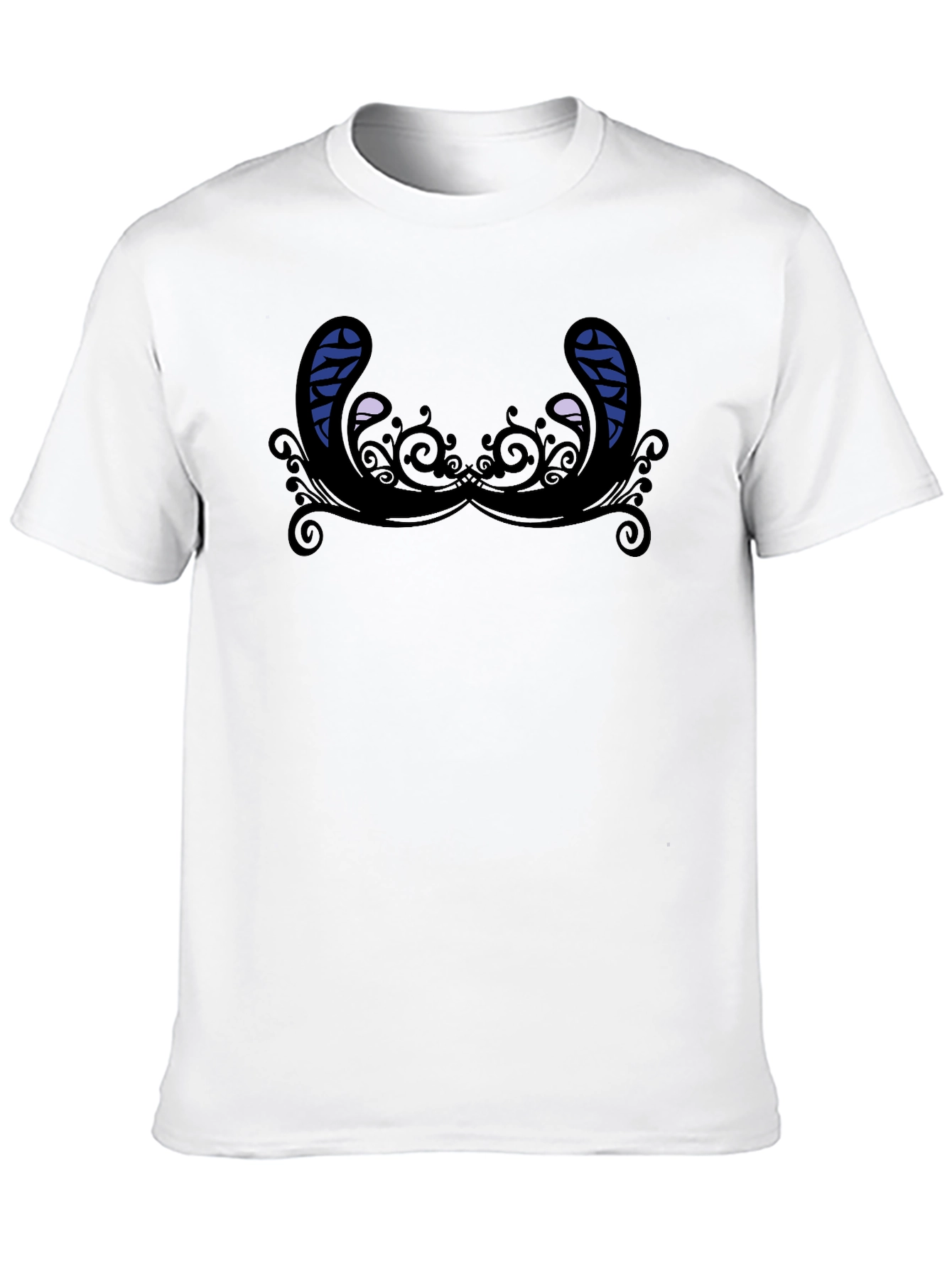 Novelty Graphic T-Shirt - Quirky Mustache Design Black Tee