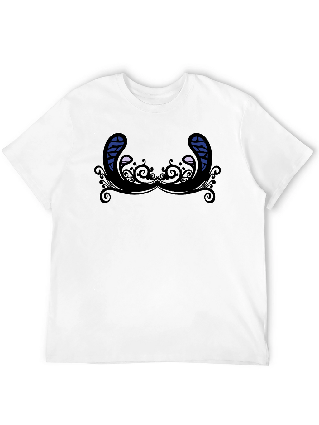 Novelty Graphic T-Shirt - Quirky Mustache Design Black Tee