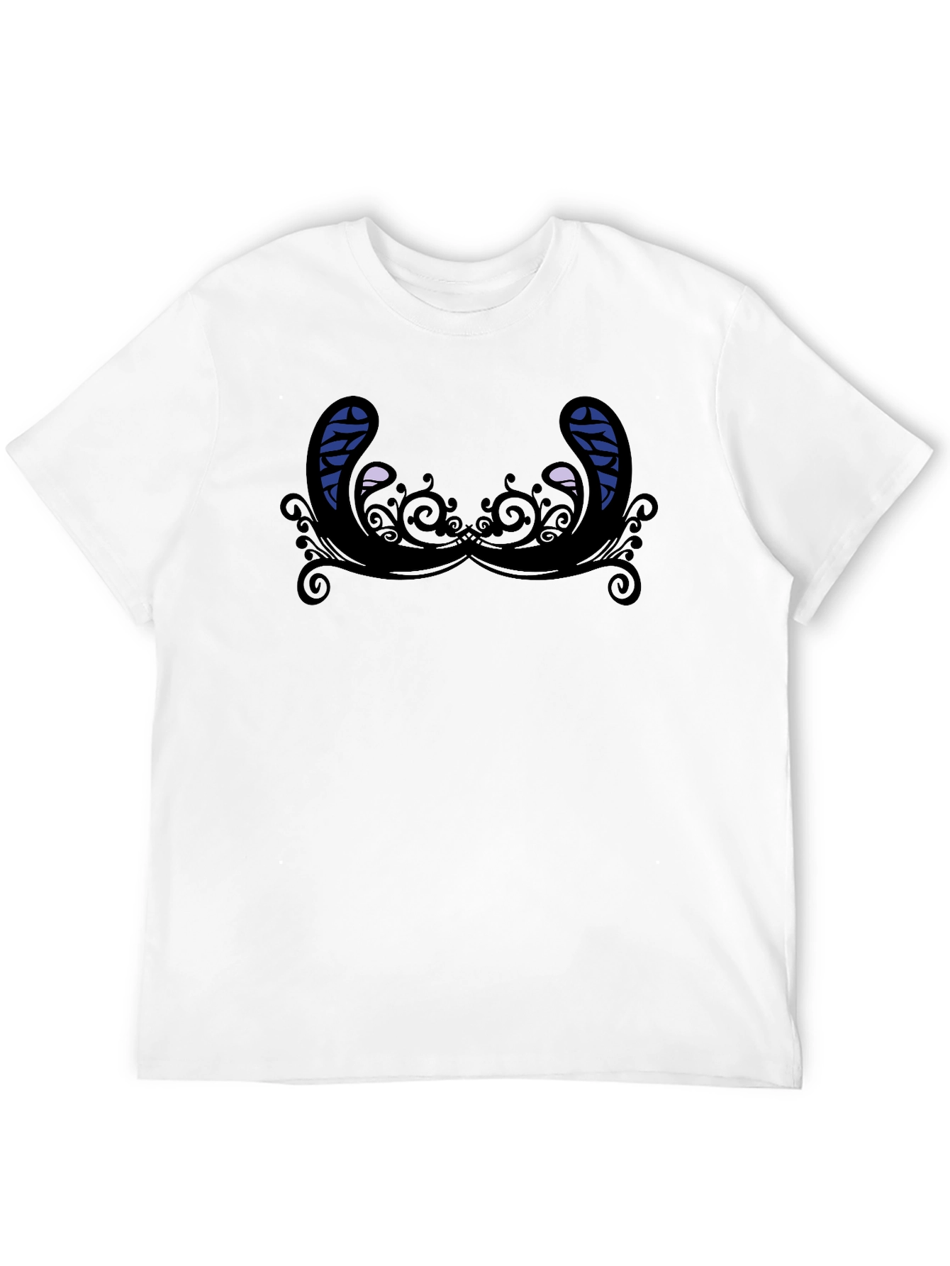 Novelty Graphic T-Shirt - Quirky Mustache Design Black Tee