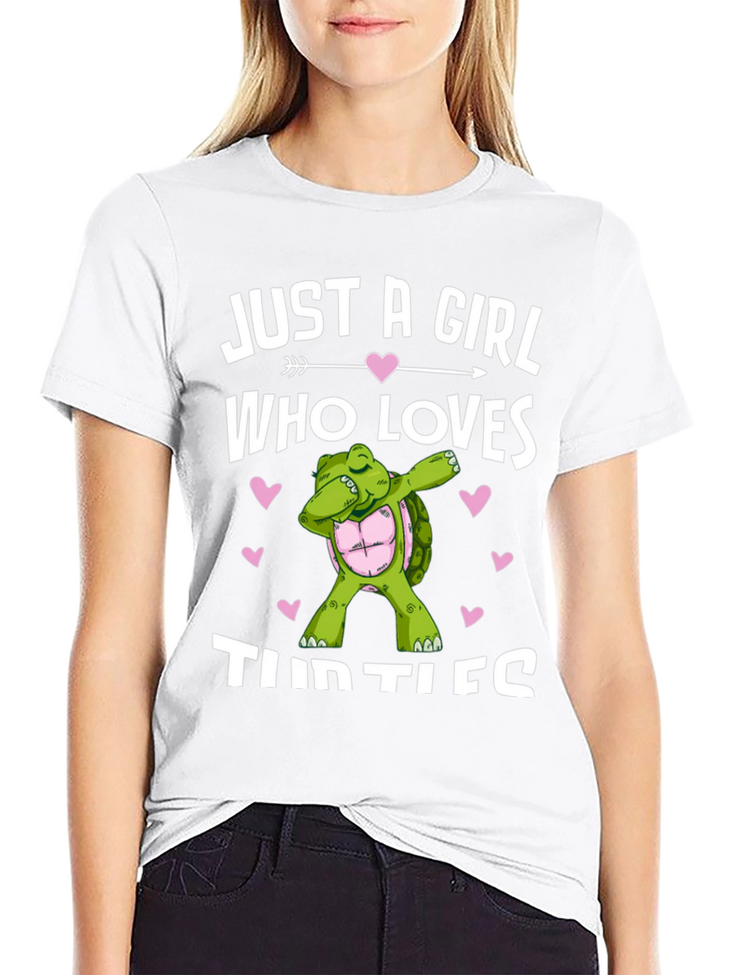 Girl Loves Turtles T-Shirt Dab Turtle Black Cotton Tee