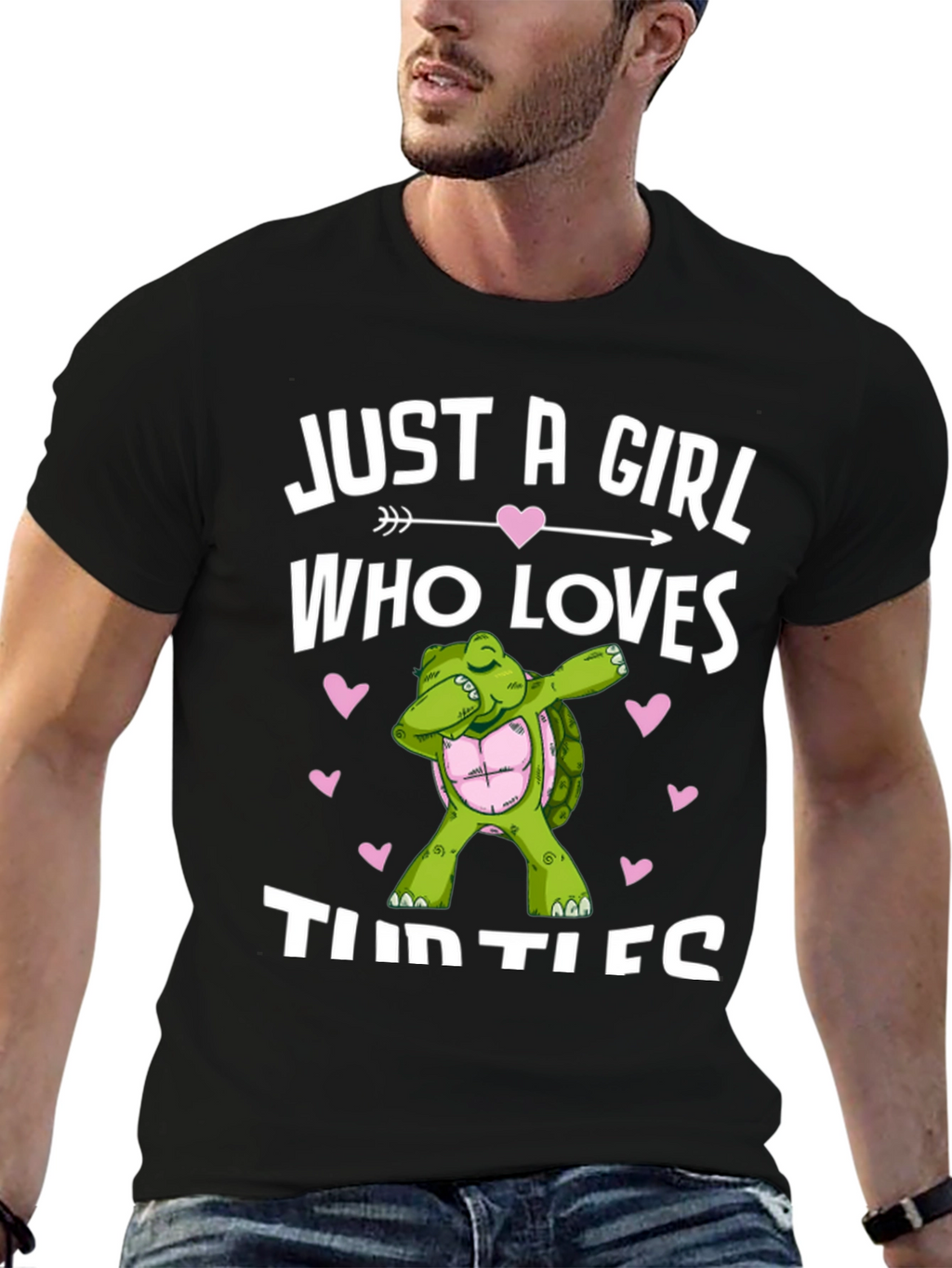 Girl Loves Turtles T-Shirt Dab Turtle Black Cotton Tee