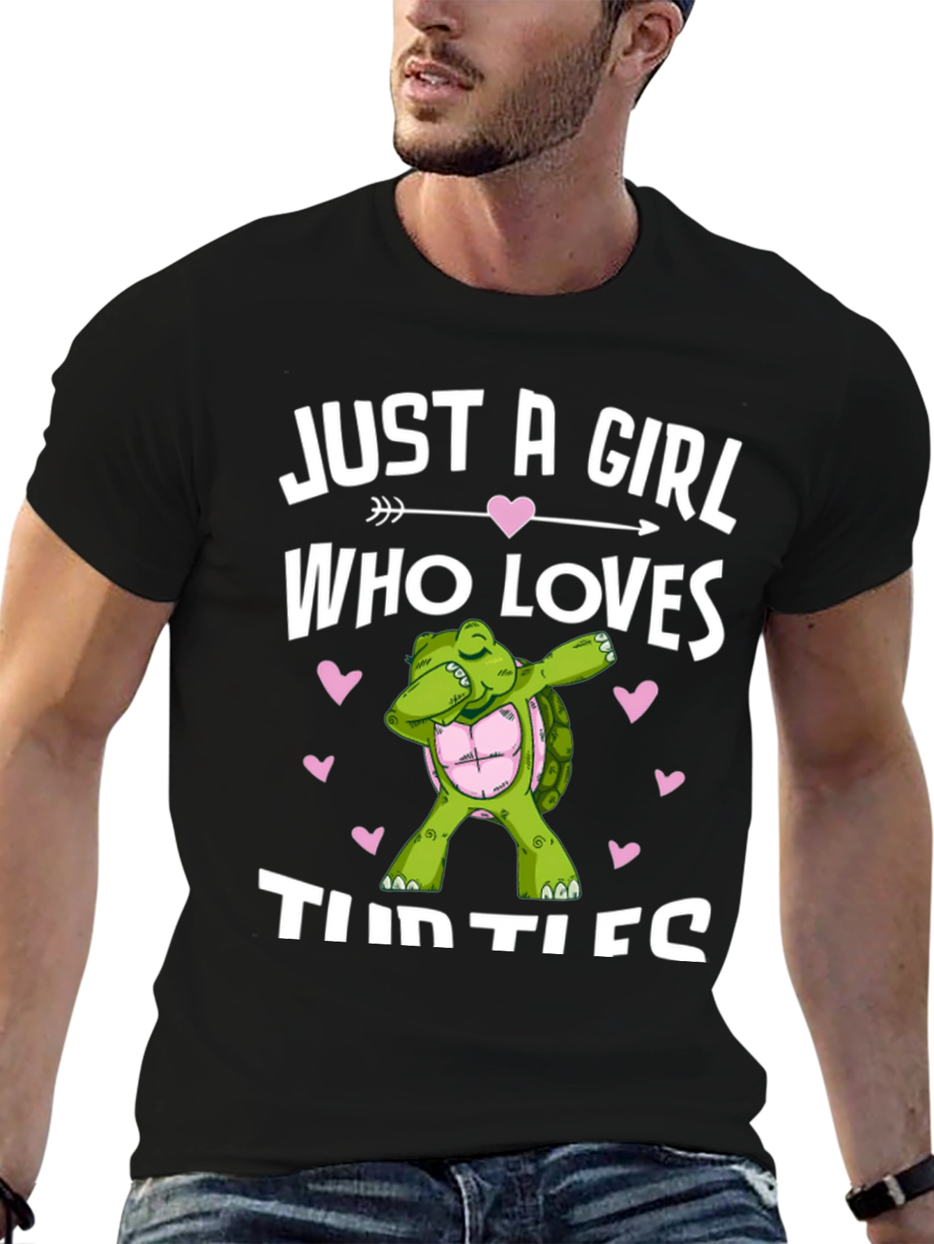 Girl Loves Turtles T-Shirt Dab Turtle Black Cotton Tee
