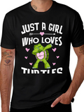 Girl Loves Turtles T-Shirt Dab Turtle Black Cotton Tee