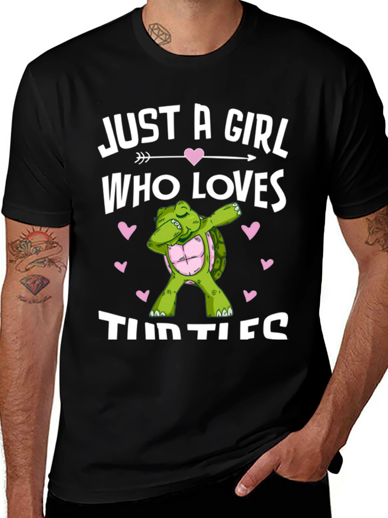 Girl Loves Turtles T-Shirt Dab Turtle Black Cotton Tee