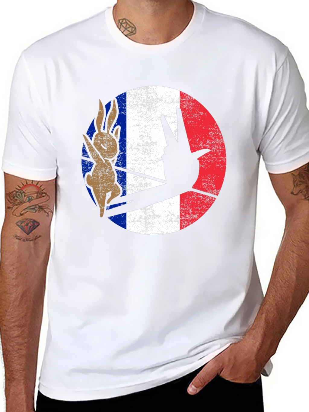 French Rabbit Peace Sign T-Shirt