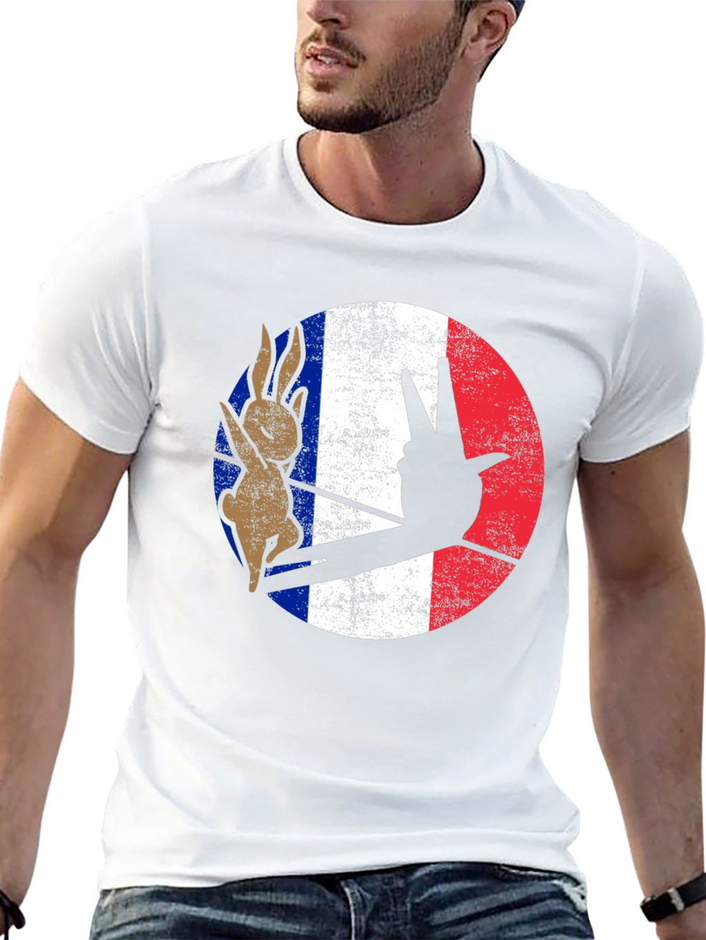 French Rabbit Peace Sign T-Shirt
