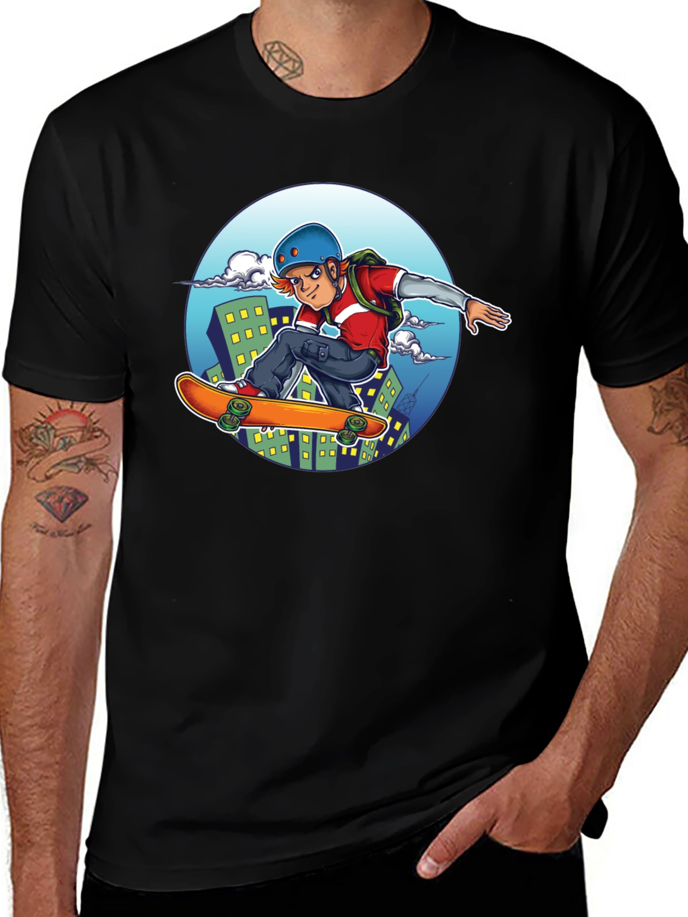 Skater Graphic T-Shirt - Black