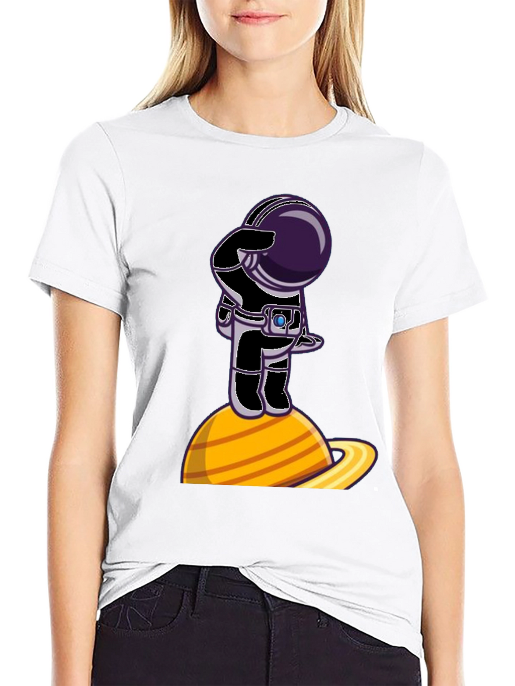 Astronaut on Saturn Graphic T-Shirt - Space Explorer