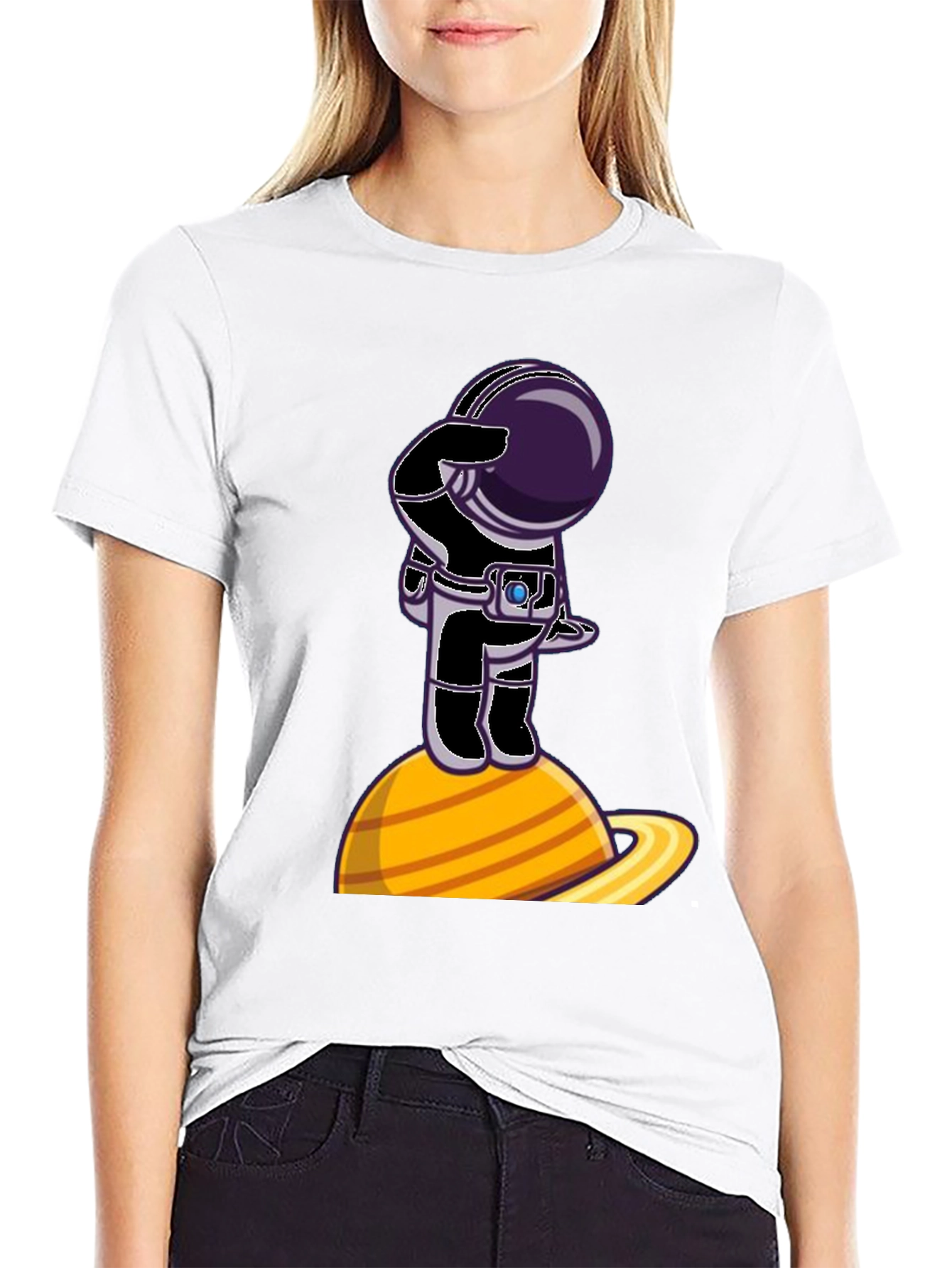 Astronaut on Saturn Graphic T-Shirt - Space Explorer
