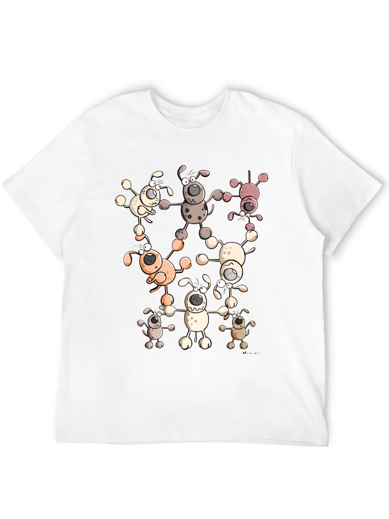 Cartoon Dog Print Black T-Shirt