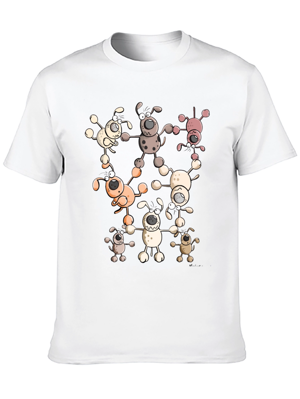 Cartoon Dog Print Black T-Shirt