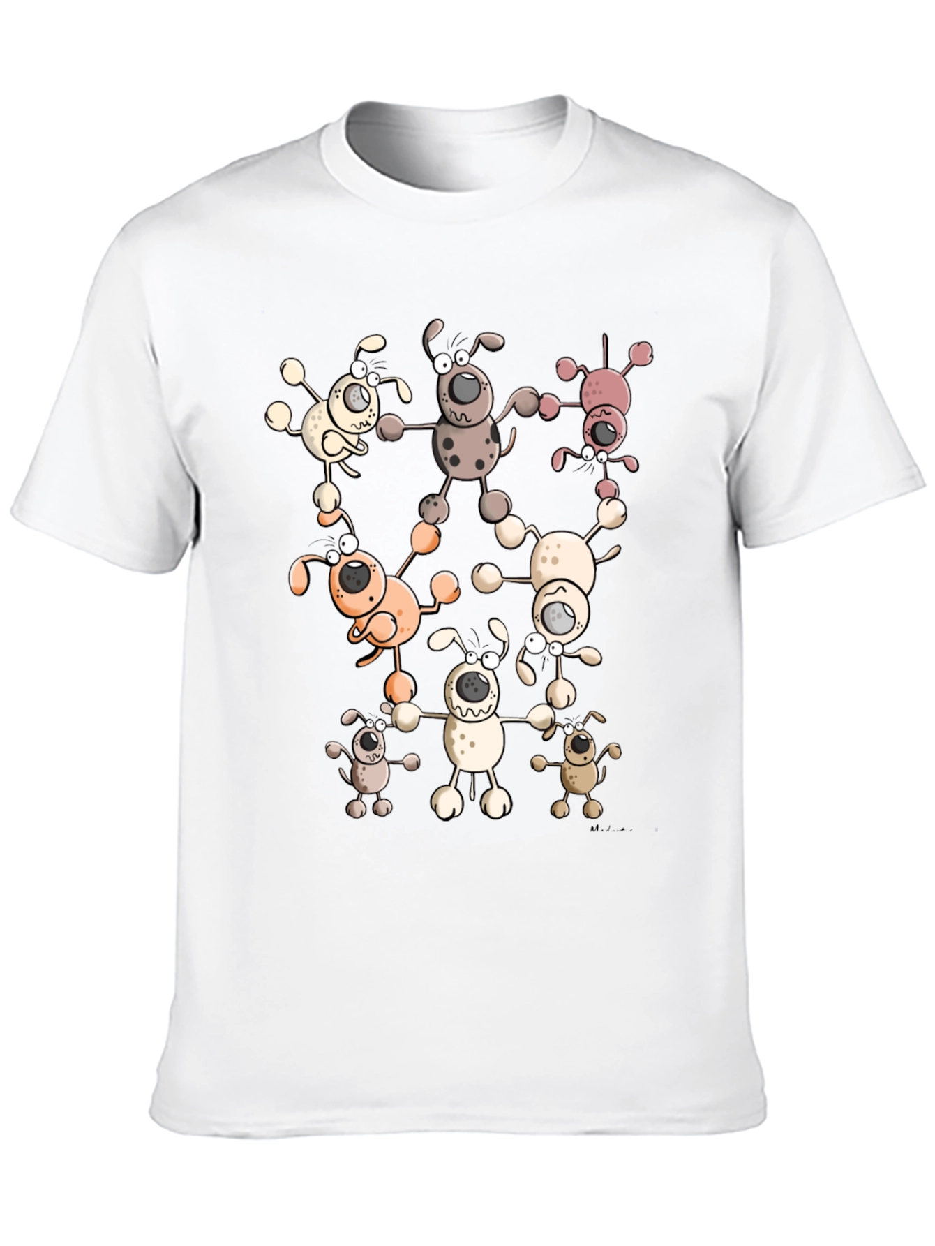 Cartoon Dog Print Black T-Shirt