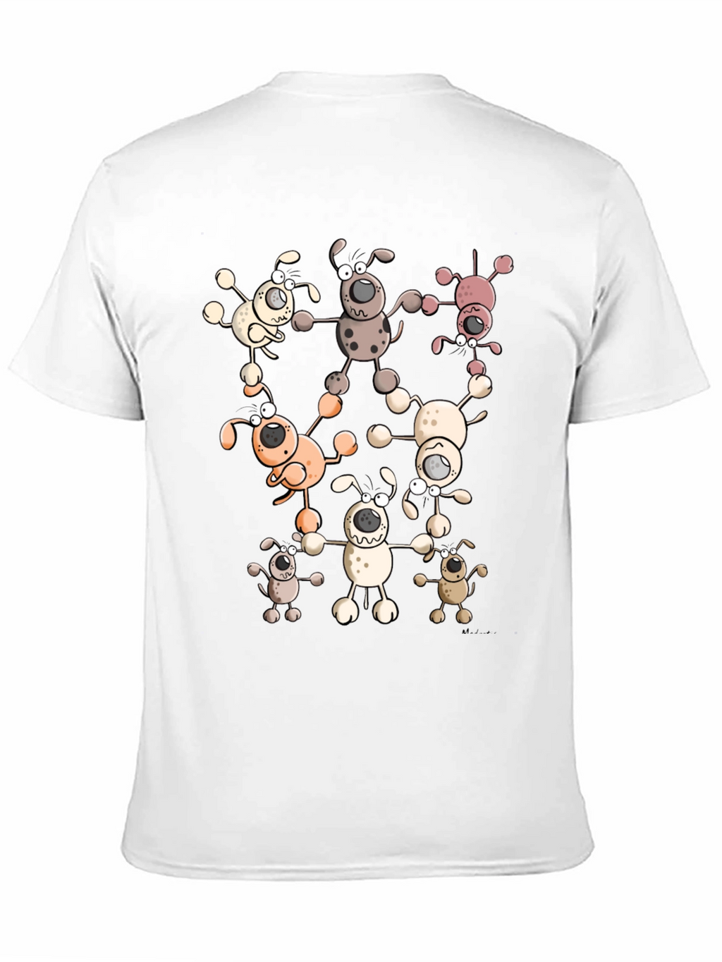 Cartoon Dog Print Black T-Shirt