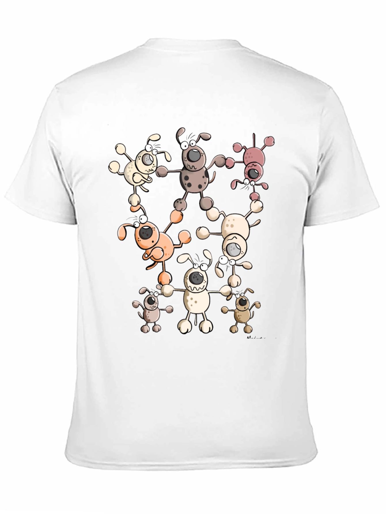 Cartoon Dog Print Black T-Shirt