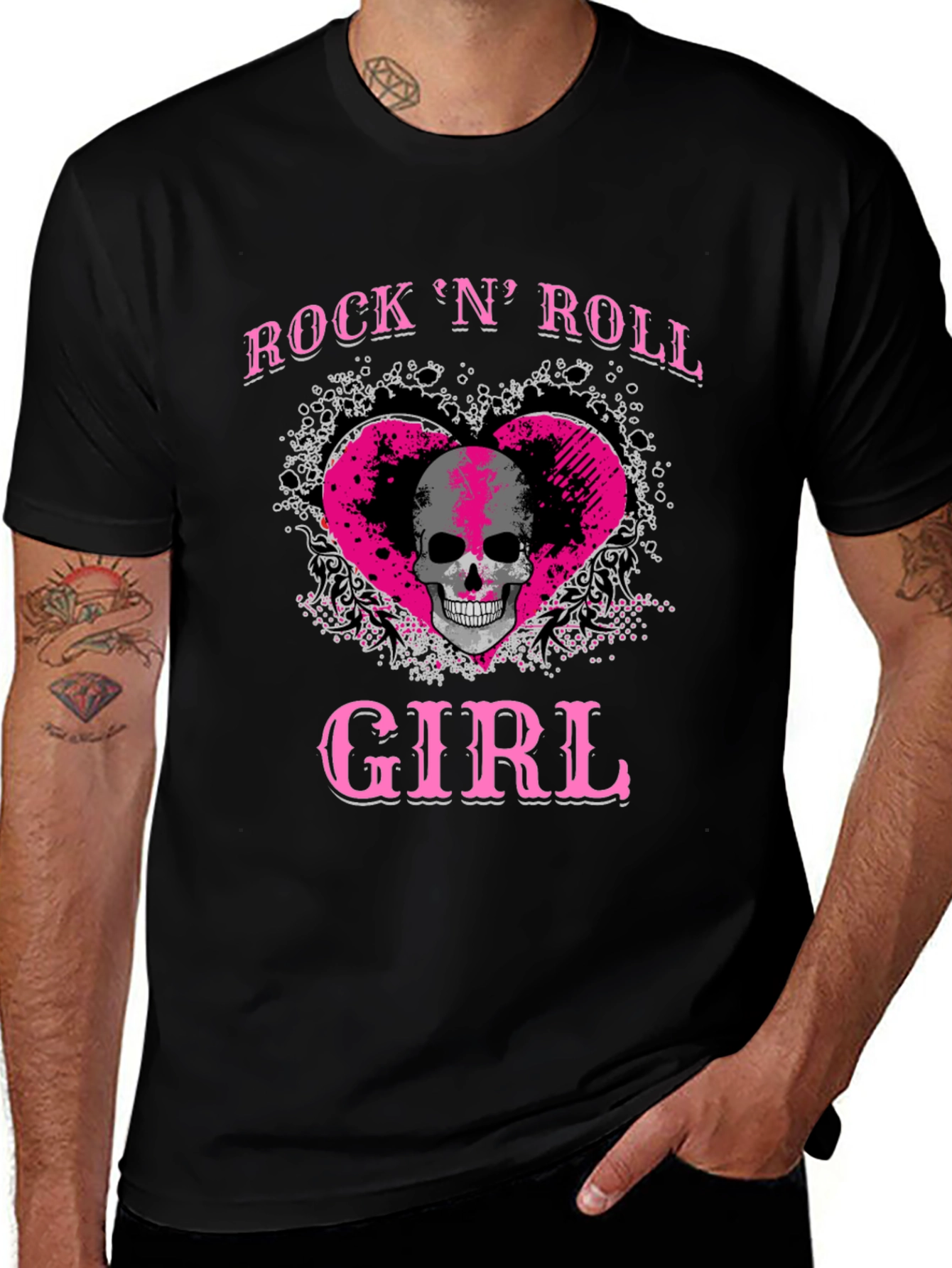 Rock N Roll Girl Skull Graphic T-Shirt