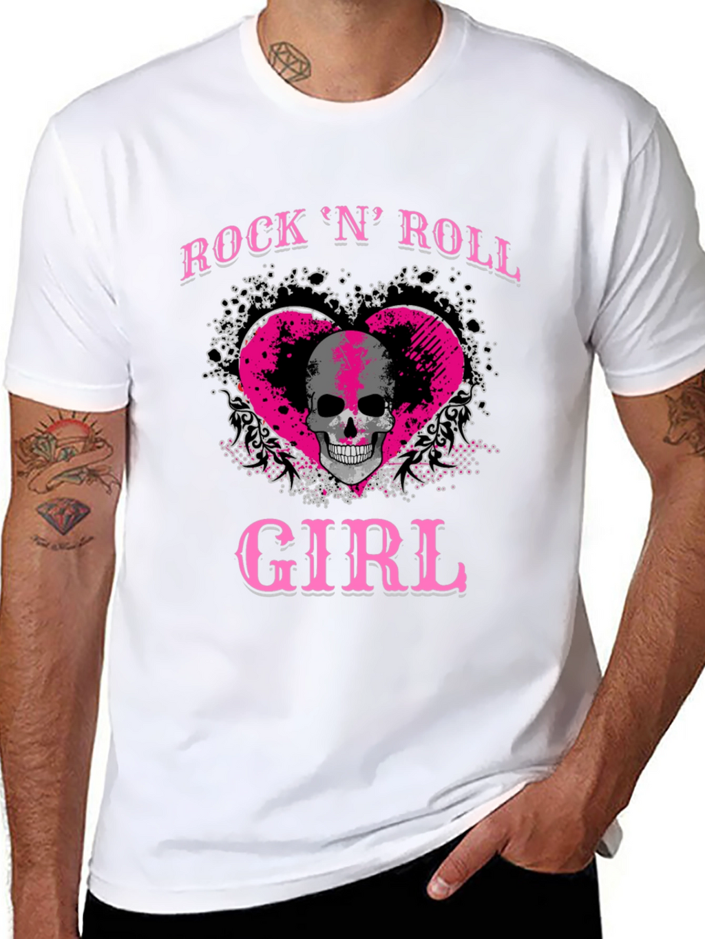Rock N Roll Girl Skull Graphic T-Shirt
